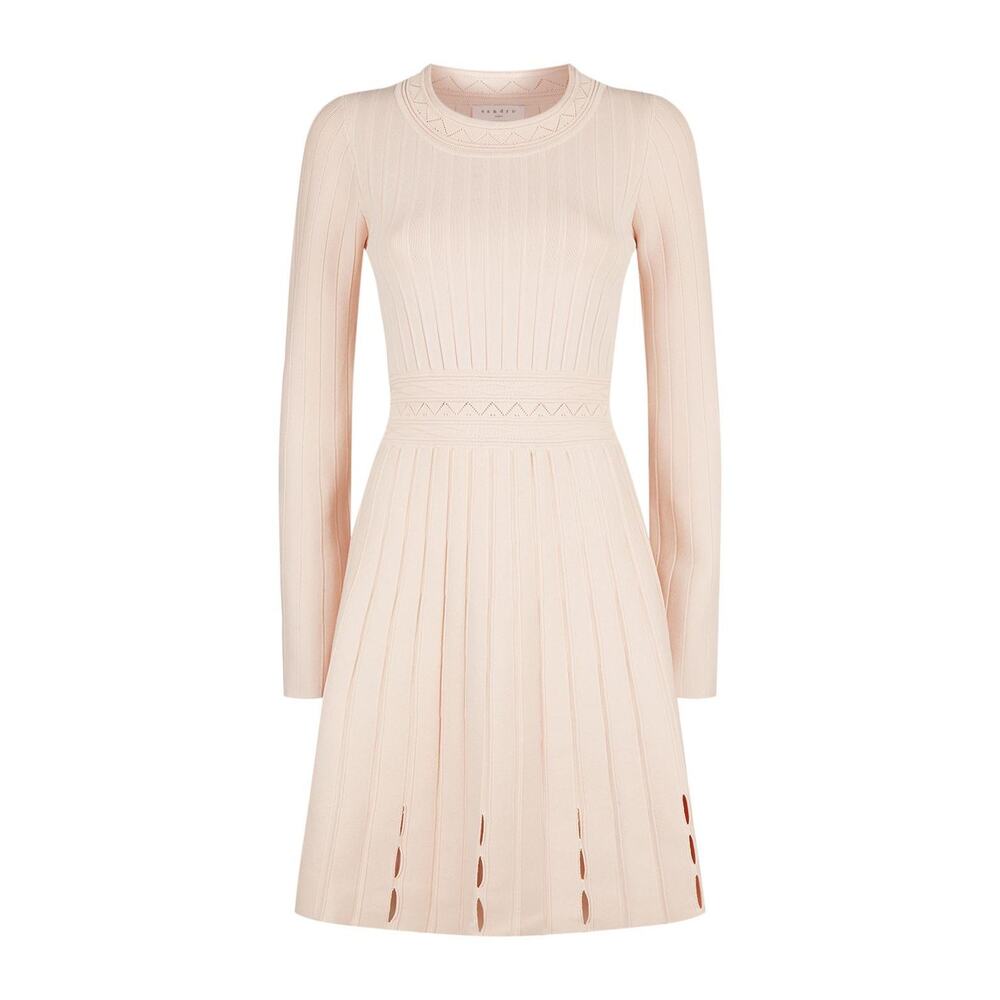 Sandro NWOT Terez Eyelet-Detail Knit Mini Dress S - Picture 3 of 12